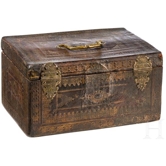 Goldgepr&auml;gte Lederschatulle, Frankreich, um 1700
