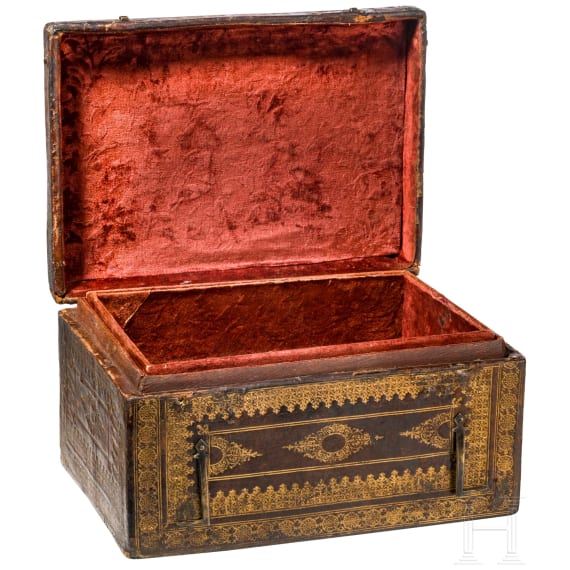 Goldgepr&auml;gte Lederschatulle, Frankreich, um 1700