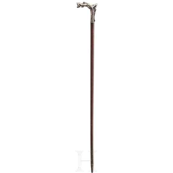 Jugendstil-Spazierstock mit Silbermontur, um 1910