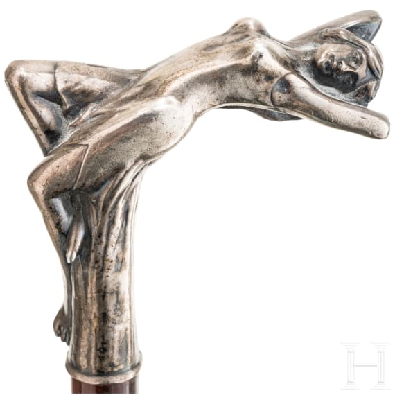 Jugendstil-Spazierstock mit Silbermontur, um 1910