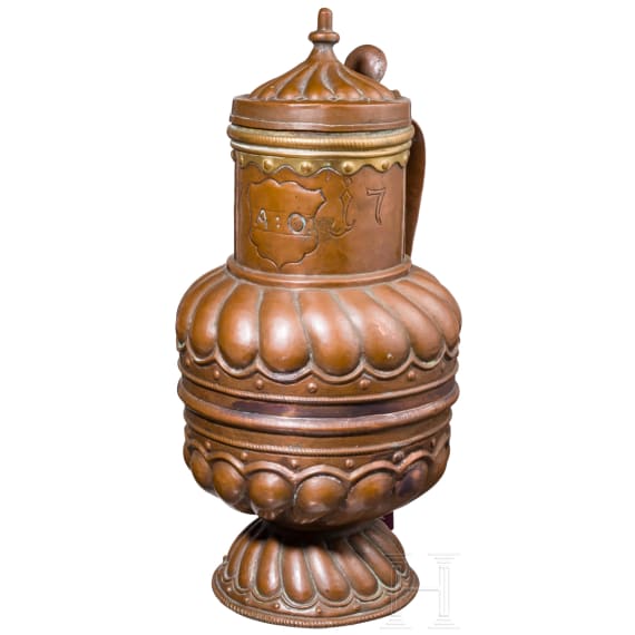 Kupferkanne, deutsch, datiert 1717