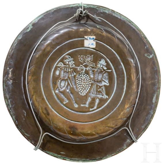 Gro&szlig;e Beckenschl&auml;gersch&uuml;ssel mit Josua und Kaleb, N&uuml;rnberg, 16. Jhdt.
