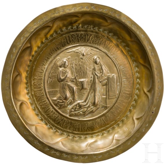 Gro&szlig;e Beckenschl&auml;gersch&uuml;ssel mit der Verk&uuml;ndigung, N&uuml;rnberg, 16. Jhdt.