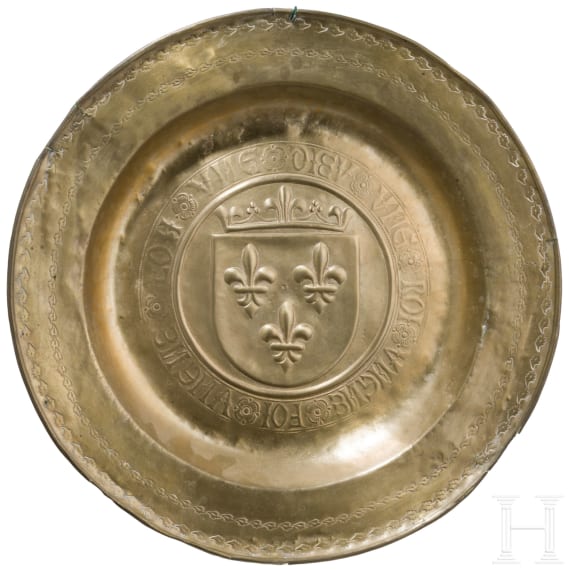 Gro&szlig;e Beckenschl&auml;gersch&uuml;ssel mit franz&ouml;sischem K&ouml;nigswappen, 16. Jhdt.