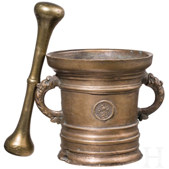 Gro&szlig;er M&ouml;rser mit Delfinhenkeln, Werkstatt Georg Schellener, Bozen um 1660/70
