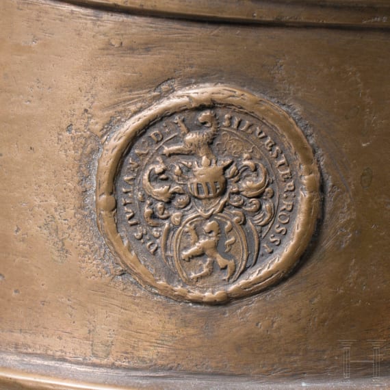 Gro&szlig;er M&ouml;rser mit Delfinhenkeln, Werkstatt Georg Schellener, Bozen um 1660/70