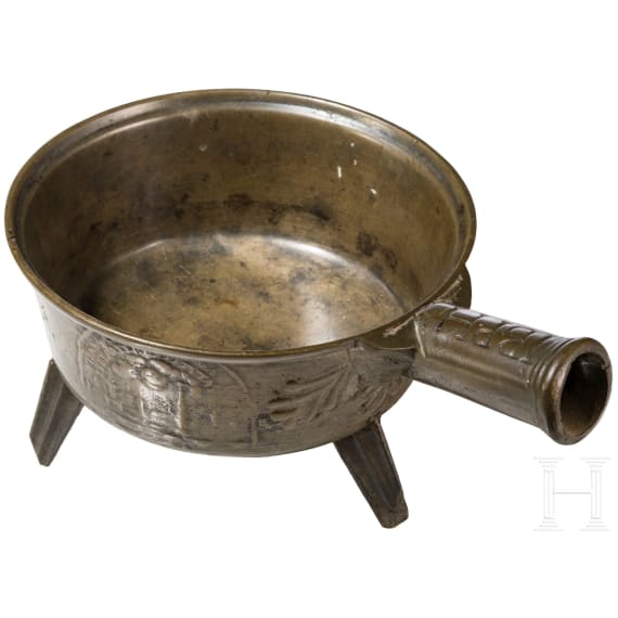 Reliefierter Bronzetiegel, Tirol, 18. Jh.