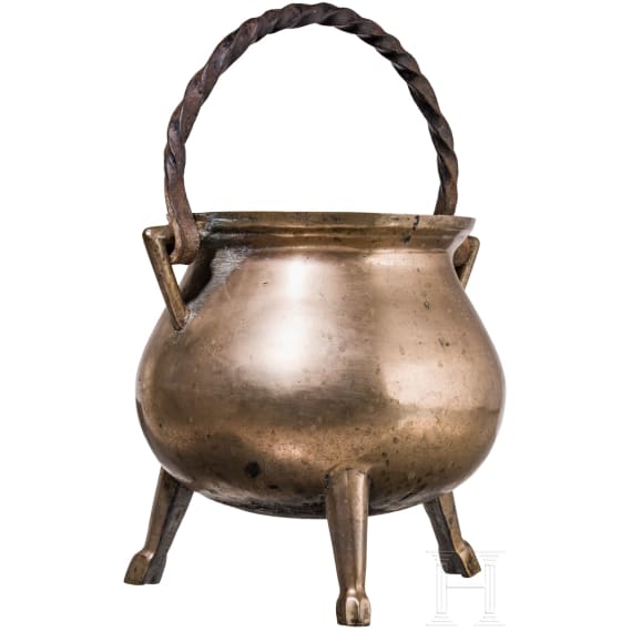 Gro&szlig;er bronzener Dreibeinkessel (Grapen), s&uuml;ddeutsch, 17./18. Jhdt.
