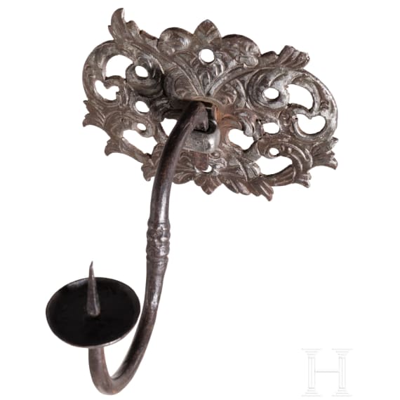 T&uuml;rklopfer und Wandleuchter aus Schmiedeeisen, deutsch, 16./17. Jh.