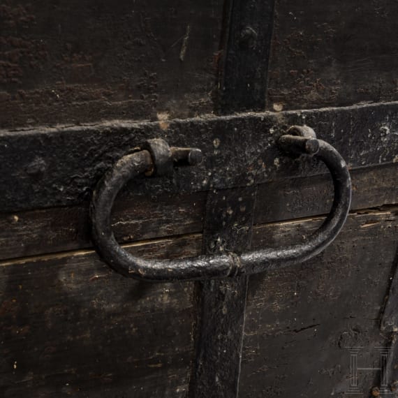 A storage chest from a German armoury, first half of the 17th century