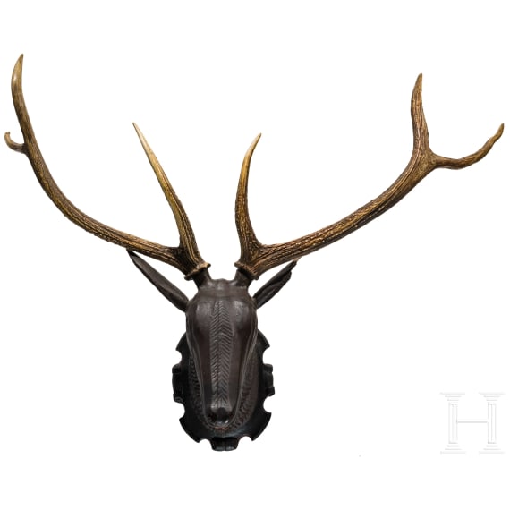A German carved deer head trophy, 2nd half of the 17th century