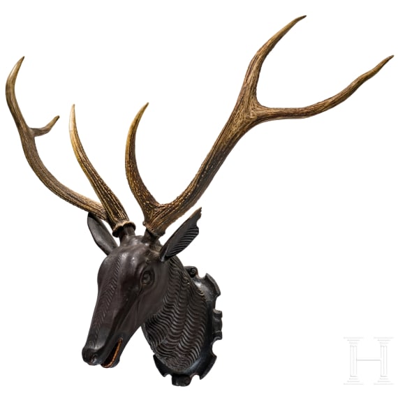 A German carved deer head trophy, 2nd half of the 17th century