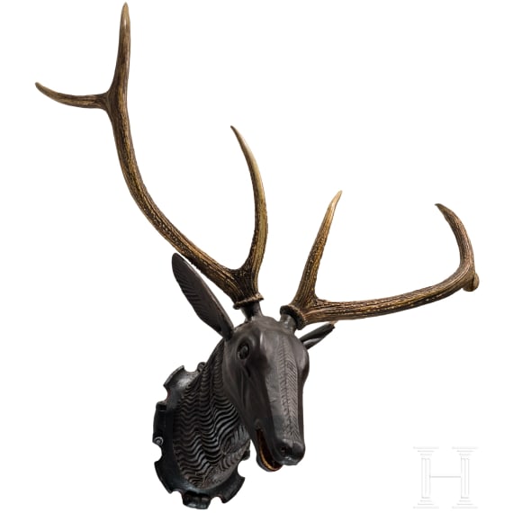A German carved deer head trophy, 2nd half of the 17th century