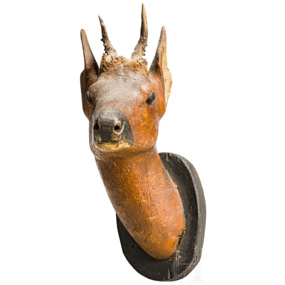 A pair of German Roebuck trophies, mid 19th century