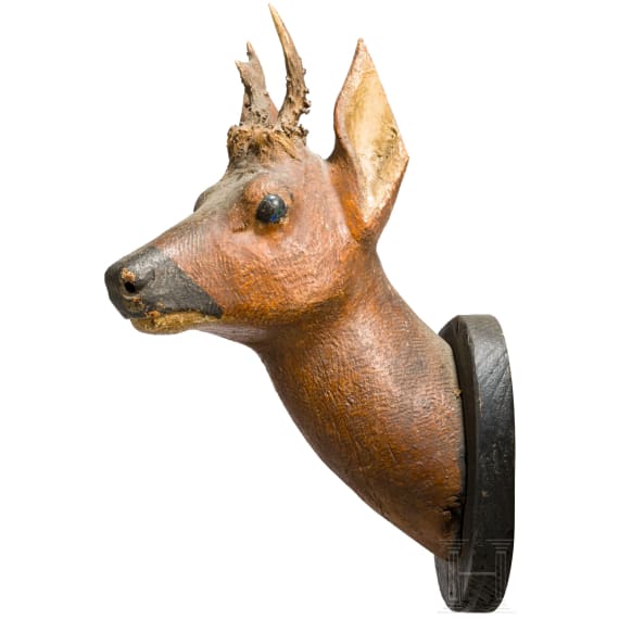 A pair of German Roebuck trophies, mid 19th century
