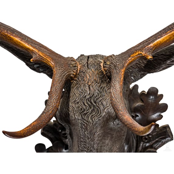 A Berchtesgaden carved wooden deer trophy, ca. 1880