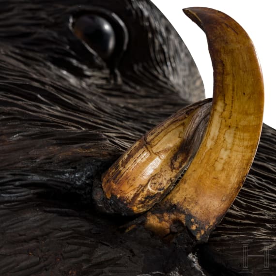 A Berchtesgaden carved wooden boar head trophy, ca. 1880