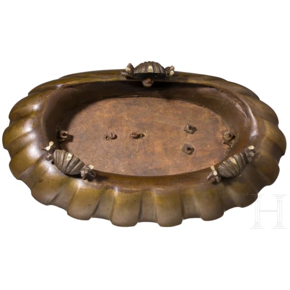 A ormolu and brass inkwell, first half of the 19th century
