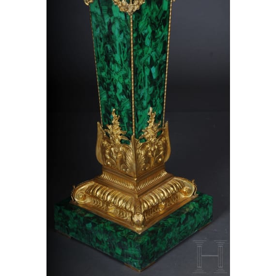 A pair of Neoclassical style pedestal columns with malachite painting, 20th/21st century