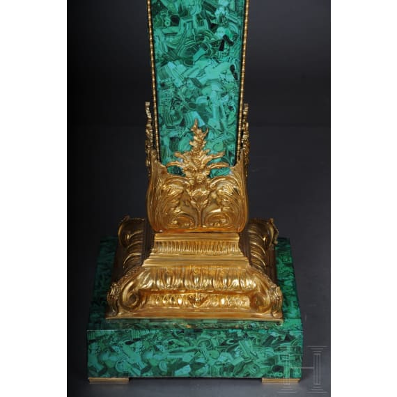 A pair of Neoclassical style pedestal columns with malachite painting, 20th/21st century
