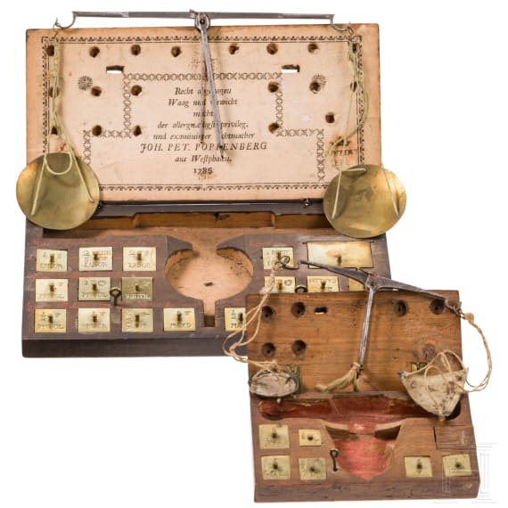 Two coin balances, Sprockh&ouml;vel, Poppenberg, 1785 (one) / German, circa 1800