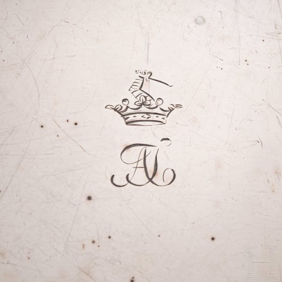 A Russian silver tray on four feet, Moscow, 1763