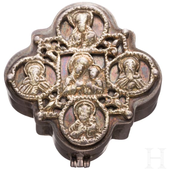 A silver partial-gilt reliquary, 19th century