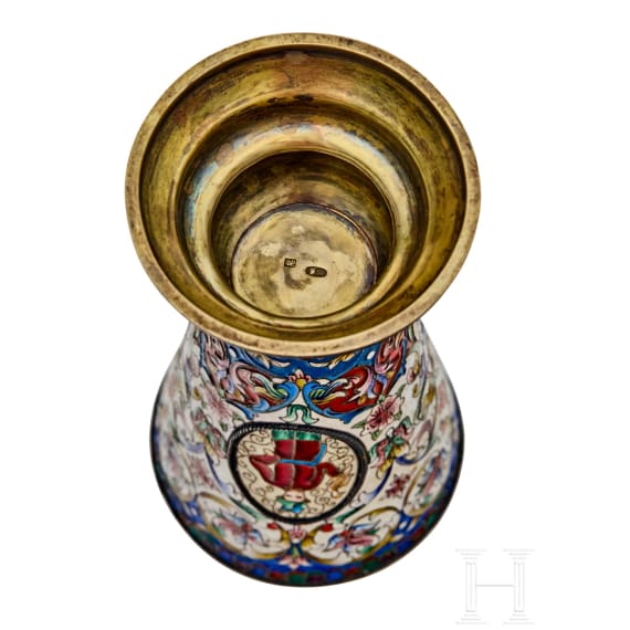 Zwei Cloisonn&eacute;-Email-Becher, Russland, 2. H&auml;lfte des 20. Jhdts.