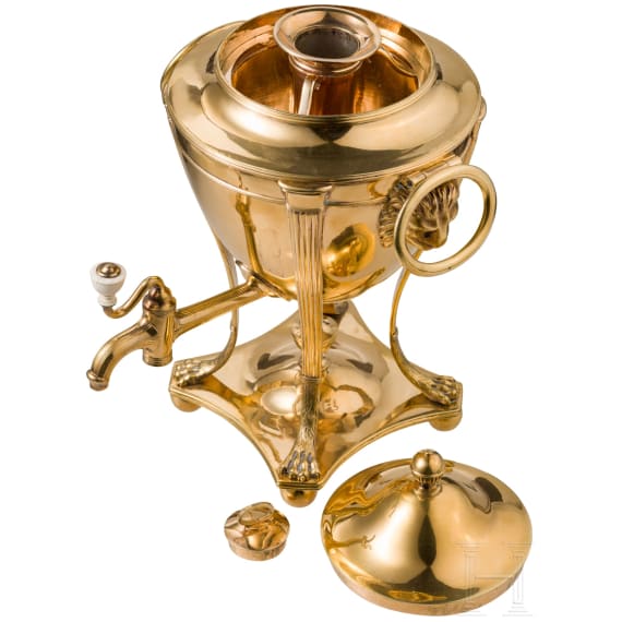 A silver-gilt samovar, Russia, St. Peterbsurg, Hermann Gottlieg Unger, 1801