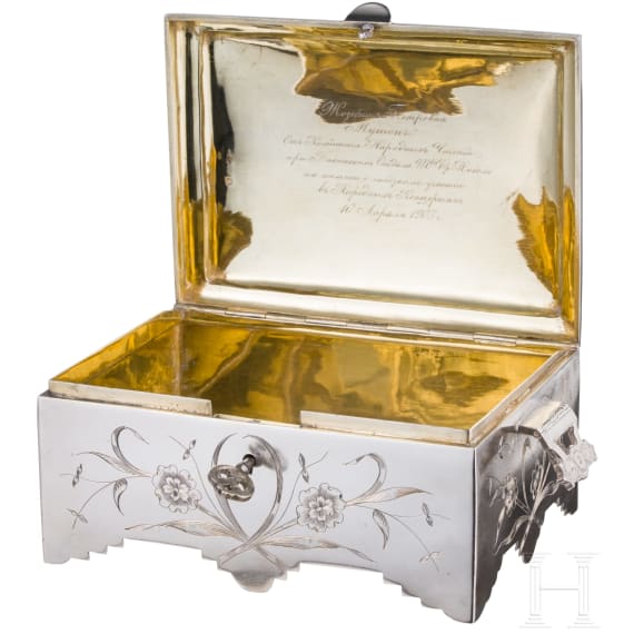 A silver Art Nouveau casket, Russia, Moscow, Semen Kazakov, dated 1903