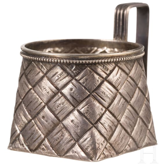A Russian silver trompe-l'&oelig;il salt cellar, St. Petersburg, Grigory Andreyew, 1885 - 1898