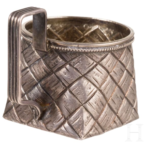 A Russian silver trompe-l'&oelig;il salt cellar, St. Petersburg, Grigory Andreyew, 1885 - 1898