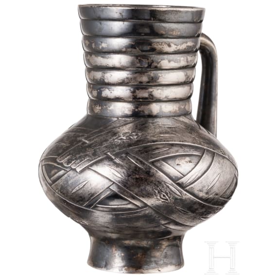 A silver trompe l'oeil kvass jug, Russia,