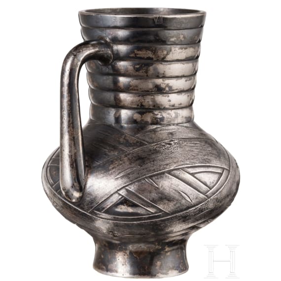 A silver trompe l'oeil kvass jug, Russia,