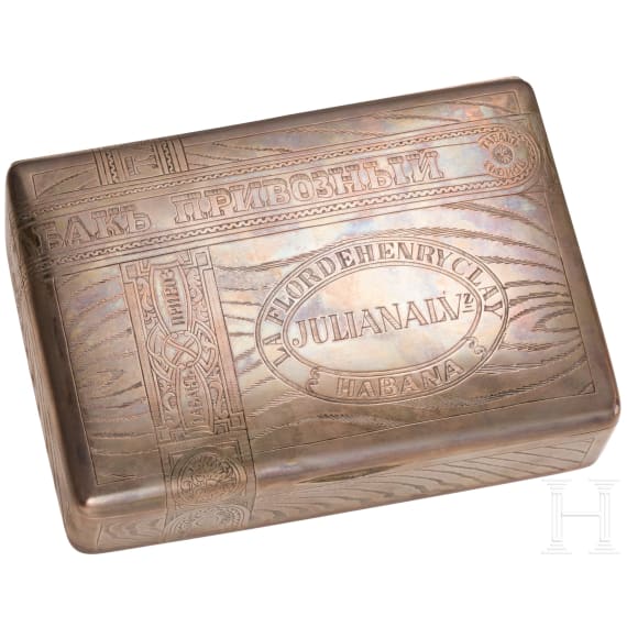 A silver trompe l'oeil cigarre box, early 20th century