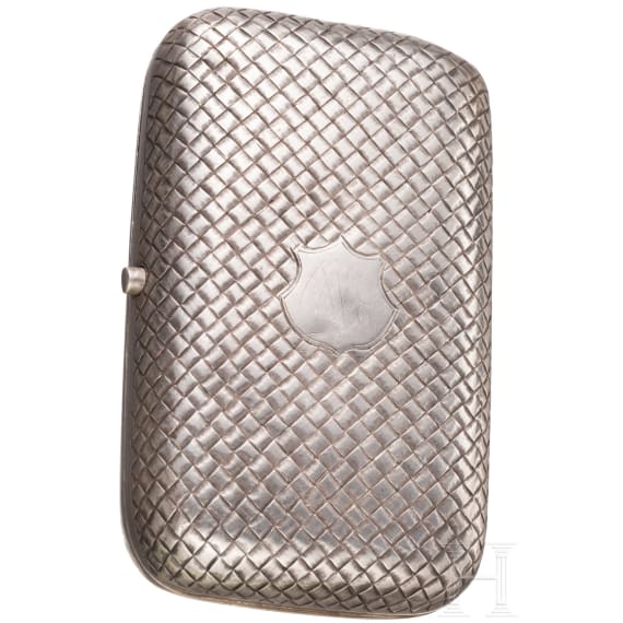 A silver trompe l'oeil cigarette case with flowers, Russia, Moscow, M. Pikiforov, 1880