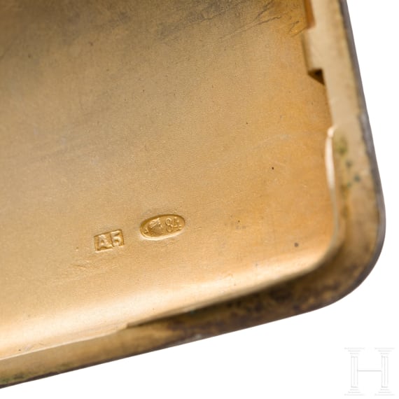 A silver cigarette case showing Hermes, Russia, Moscow, A. Belov, 1908-1913