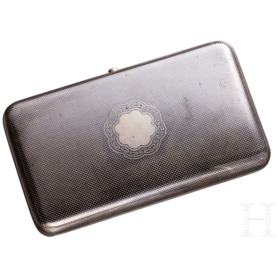 A silver and niello cigarette case with troika, Russia, Moscow, Khlebnikov, 1873