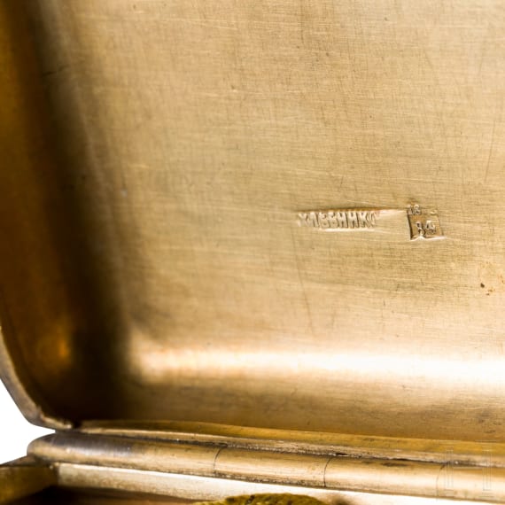A silver and niello cigarette case with troika, Russia, Moscow, Khlebnikov, 1873