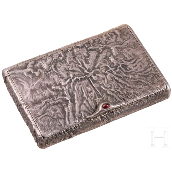 A silver partial-gilt samordodok cigarette case, circa 1900