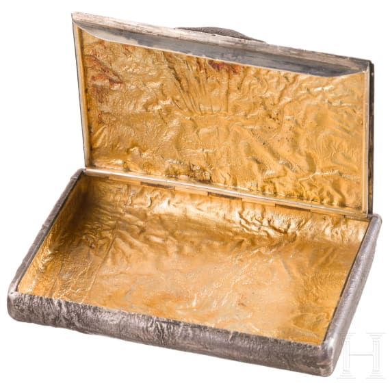 A silver partial-gilt samordodok cigarette case, circa 1900