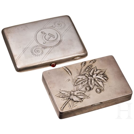 Two cigarette cases, Russia, 1908-1917 (one) / Soviet Union, 20th century