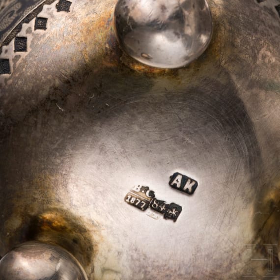 A silver and niello three-footed beaker, Russia, Moscow, Antip Kuzmichev, 1877