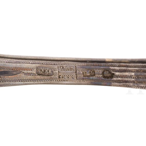 Two pieces silver and niello cutlery, Russia, Moscow, Pavel Sazikov, 1836