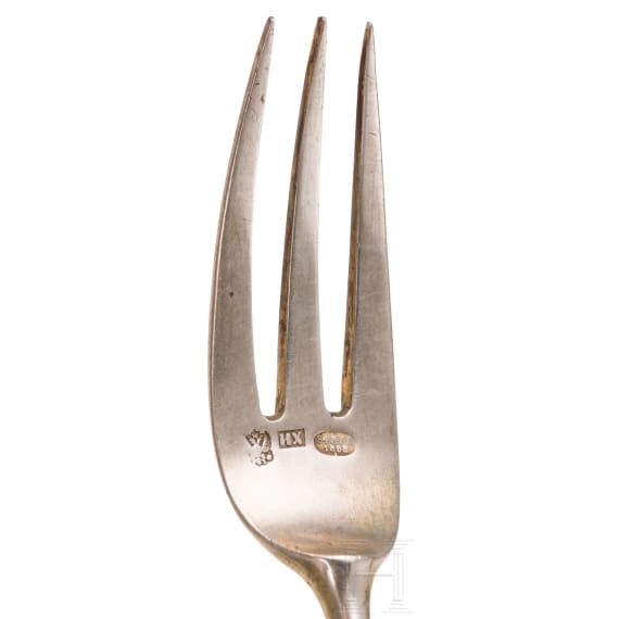 A silver-gilt and niello fork and spoon, Russia, Moscow, Ivan Khlebnikov, 1888