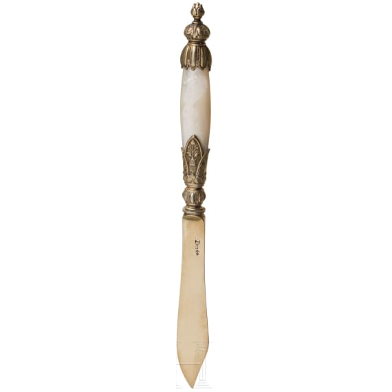 A silver-gilt and mother-of-pearl paper knife, Germany, Bremen, Koch & Bergfeld, circa 1910