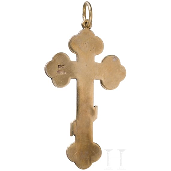 A silver-gilt and enamel cross-pendant, Russia, 1896-1908