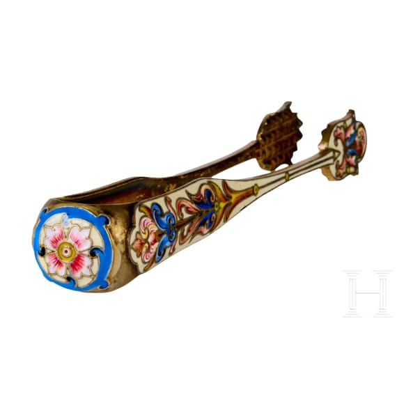 Bedeutendes siebenteiliges Cloisonn&eacute;-Email-Teeservice, Russland, Moskau, Pawel Owtschinnikow, 1896-1908