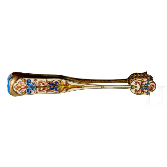Bedeutendes siebenteiliges Cloisonn&eacute;-Email-Teeservice, Russland, Moskau, Pawel Owtschinnikow, 1896-1908