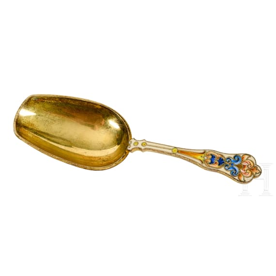 Bedeutendes siebenteiliges Cloisonn&eacute;-Email-Teeservice, Russland, Moskau, Pawel Owtschinnikow, 1896-1908